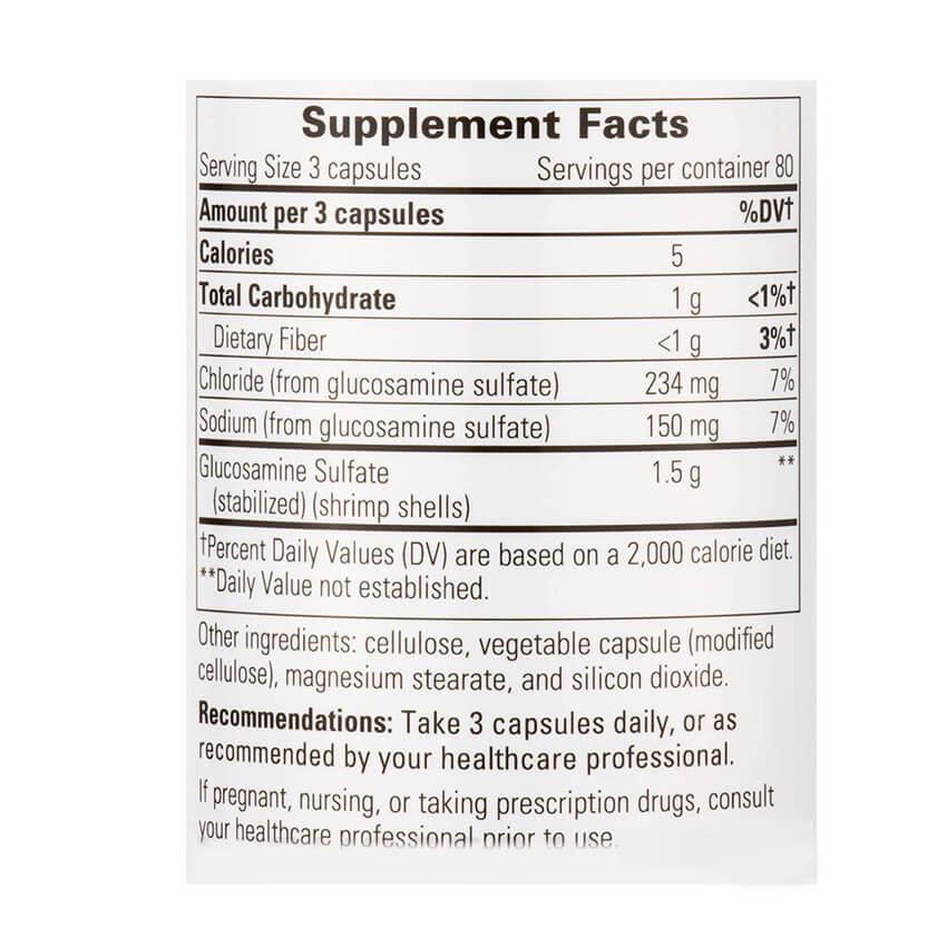 Glucosamine Sulfate Supplement Facts Koshland Pharm